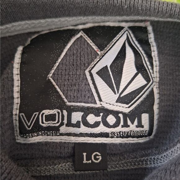 Volcom Mens Graphic Slammed Thermal Shirt Pullover Surfer Skater Waffle Large - Picture 2 of 10